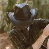 American hat makers Hollywood | Mens Leather Cowboy Hat