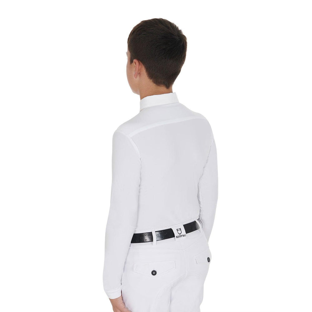 Equestro boys long sleeved polo shirt in technical fleece fabric - HorseworldEU