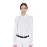 Equestro women's long sleeved polo shirt in technical fleece fabric - HorseworldEU