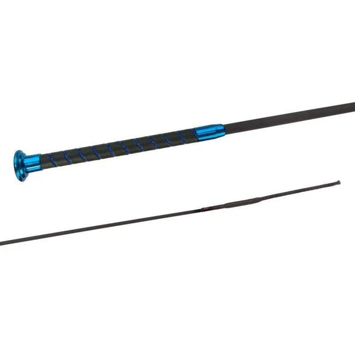 Fleck dressage whip, fibreglas with silktouch, ultrasoft grip, blue crystal wrapped grip and blue cap 03724 Fleck